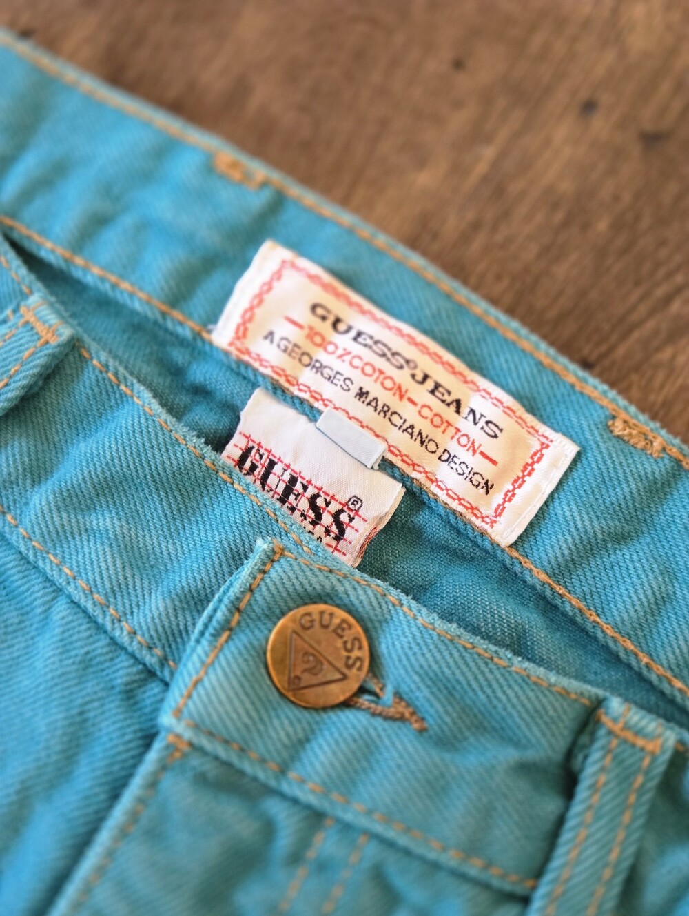Vintage 80s 90s Guess by Georges Marciano Teal High Waisted Jeans